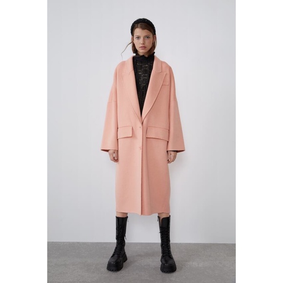 Zara Bloggers Fav Oversized Double Button Long Coat Tangerine XL NWT - Picture 6 of 13
